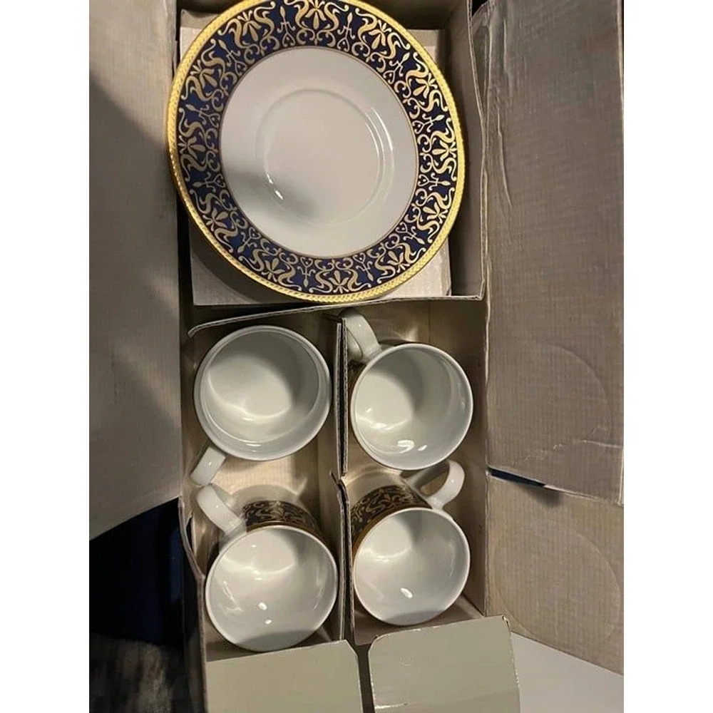 Bohemia White Blue Cesky Porcelain Dubi‎ Demi Tass Tea Coffee Cup Sets